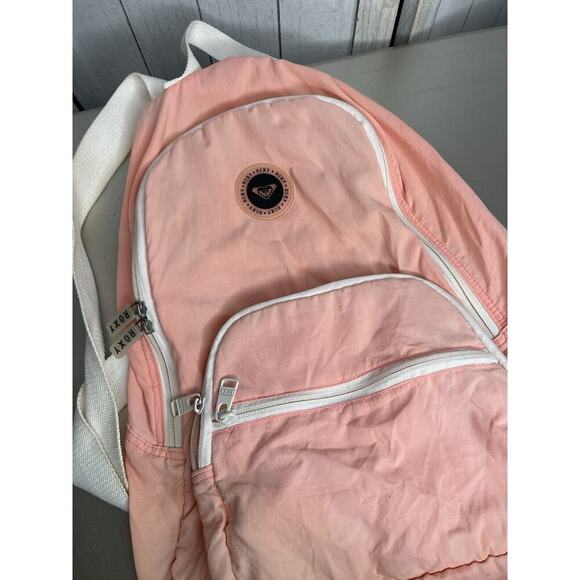 Vintage Roxy Y2K Surfing Distressed Pink Coral Lightweight Backpack Bag - Picture 2 of 10